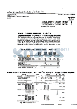 2N1041 datasheet - PNP GERMANIUM ALLOY JUNCTION POWER TRANSISTORS