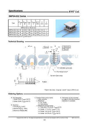 2MP04-032-12 datasheet - Specifications