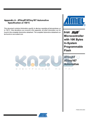 ATTINY87_09 datasheet - 8-bit Microcontroller with 16K Bytes In-System Programmable Flash