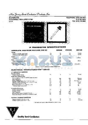 2N1121 datasheet - IF TRANSISTOR SPECIFICATIONS