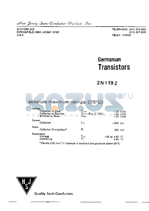 2N1192 datasheet - Germanium Transistor