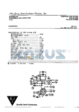 2N1275 datasheet - SI PNP LO-PWR BJT