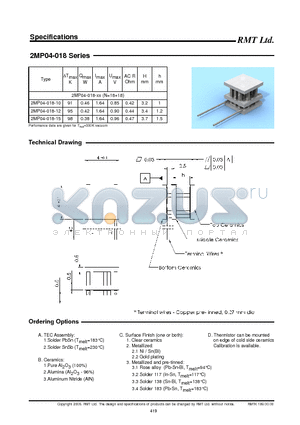 2MP04-018-12 datasheet - Specifications