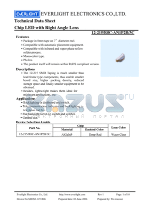 12-215/R8C-AN1P2B/3C datasheet - Chip LED with Right Angle Lens