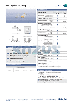 CC1A-T1A datasheet - SM Crystal Mil Temp