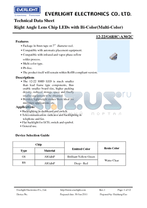 12-22-G6R8C-A30-2C_11 datasheet - Right Angle Lens Chip LEDs with Bi-Color(Multi-Color)