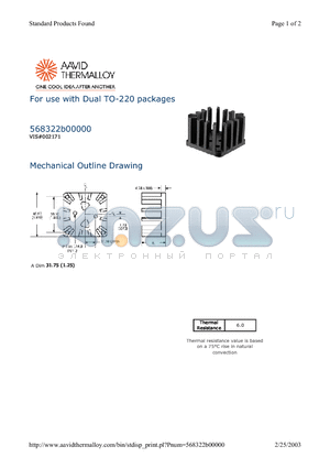 568322B00000 datasheet - For use with Dual TO-220 packages