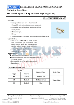 12-23C-R6GHBHC-A01-2C_08 datasheet - Full Color Chip LED (Chip LED with Right Angle Lens)