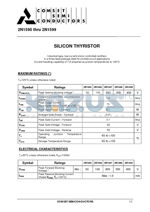 2N1598 datasheet - SILICON THYRISTOR(low-current silicon controlled rectifiers in a three-lead package ideal for printed-circuit)