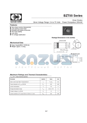 BZT55-B3V9 datasheet - Zener Diodes