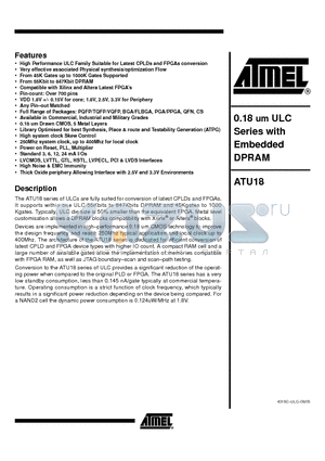 ATU18_160 datasheet - 0.18um ULC Series with Embedded DPRAM