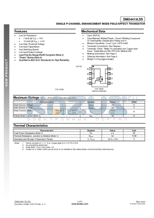 DMG4413LSS-13 datasheet - SINGLE P-CHANNEL ENHANCEMENT MODE FIELD EFFECT TRANSISTOR