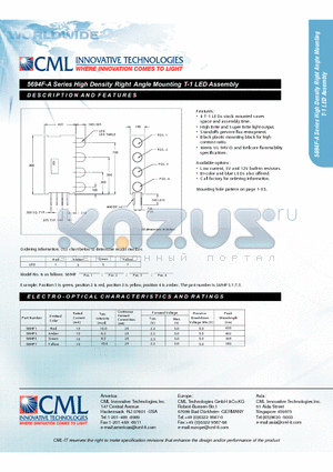 5694F1 datasheet - High Density Right Angle Mounting T-1 LED Assembly