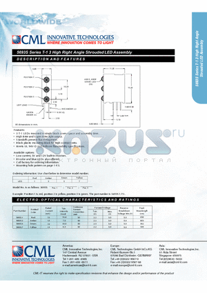 5693S5 datasheet - T-1 3 High Right Angle Shrouded LED Assembly