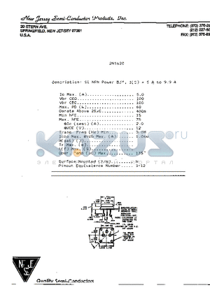 2N1620 datasheet - Si NPN Power BJT, I(C) = S A to 9.9 A
