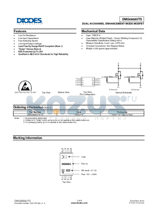 DMG6968UTS-13 datasheet - DUAL N-CHANNEL ENHANCEMENT MODE MOSFET