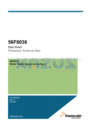 56F8000 datasheet - 16-bit Digital Signal Controllers