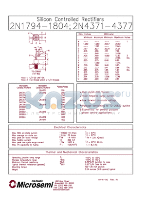 2N1800 datasheet - Silicon Controlled Rectifier