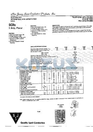 2N1885 datasheet - SCRs 1 Amp, Planar