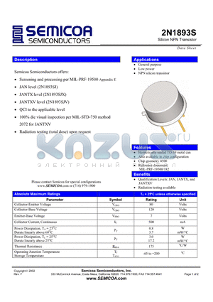 2N1893S_02 datasheet - Silicon NPN Transistor