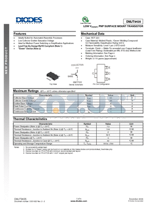 DMJT9435 datasheet - LOW VCE(SAT) PNP SURFACE MOUNT TRANSISTOR