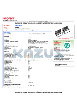 75234-2508 datasheet - GbX 2-Pair Free Backplane Free Standing Guide Pin Kit