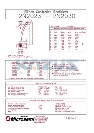 2N2026 datasheet - SILICON CONTROLLED RECTIFIERS