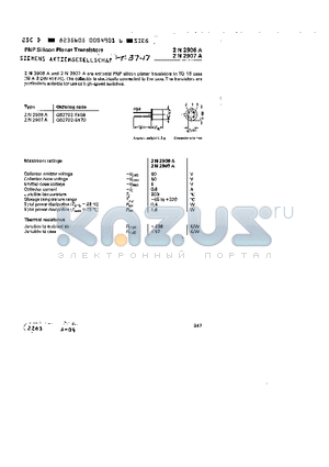 2N20907A datasheet - PNP SILICON PLANAR TRANSISTORS