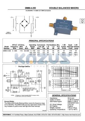 DMM-4-250 datasheet - DOUBLE BALANCED MIXERS