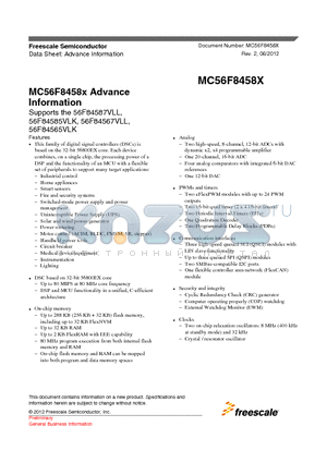 56F84567VLL datasheet - MC56F8458x Advance