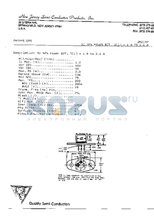 2N2197 datasheet - SI NPN POWER BJT , I(C) = A TO 2.4 A