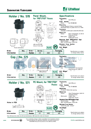 570 datasheet - SUBMINIATURE FUSEHOLDERS