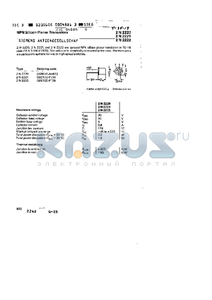 2N2221 datasheet - NPN Silicon Planar Transistors