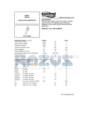 2N2221 datasheet - NPN SILICON TRANSISTOR