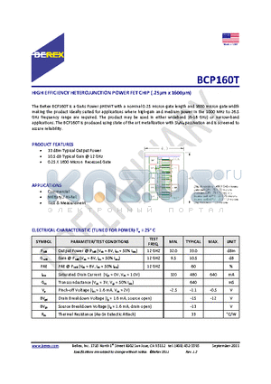 BCP160T datasheet - HIGH EFFICIENCY HETEROJUNCTION POWER FET CHIP