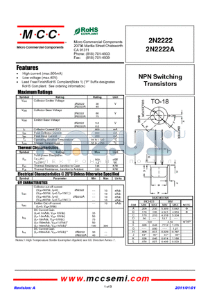 2N2222 datasheet - NPN Switching Transistors