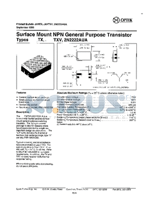 2N2222AUA datasheet - Surface Mount NPN General Purpose Transistor