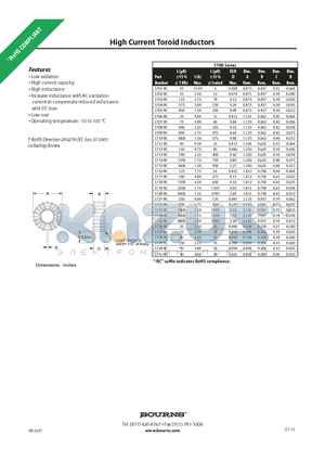 5703-RC datasheet - High Current Toroid Inductors