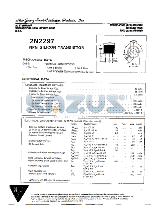 2N2297 datasheet - NPN SILICON TRANSISTOR