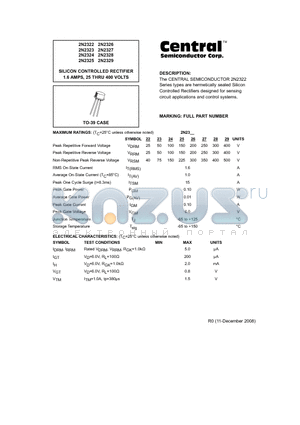 2N2326 datasheet - SILICON CONTROLLED RECTIFIER 1.6 AMPS, 25 THRU 400 VOLTS