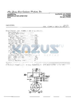 2N2326 datasheet - SCR, V(DRM) = 200 V TO 299.9 V