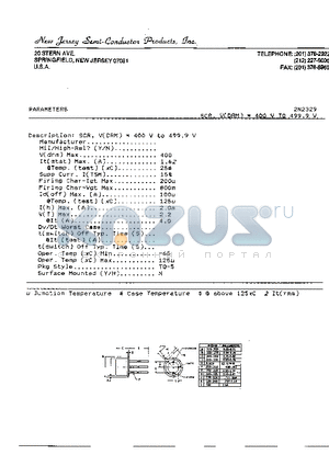 2N2329 datasheet - SCR, V(DRM) = 400 V TO 499.9 V