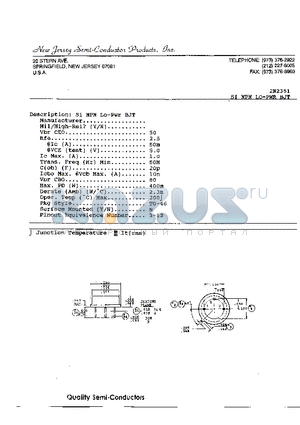 2N2351 datasheet - SI PNP LO-PWR BJT