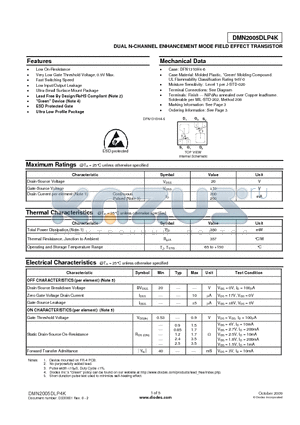 DMN2005DLP4K datasheet - DUAL N-CHANNEL ENHANCEMENT MODE FIELD EFFECT TRANSISTOR