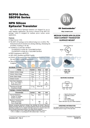 BCP56T1G datasheet - NPN Silicon Epitaxial Transistor
