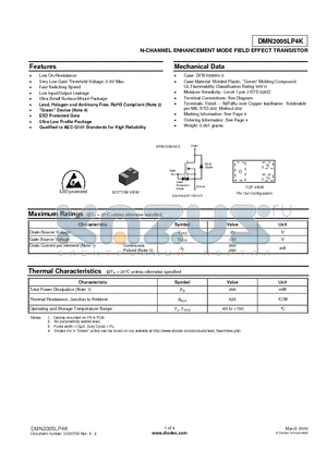 DMN2005LP4K_09 datasheet - N-CHANNEL ENHANCEMENT MODE FIELD EFFECT TRANSISTOR