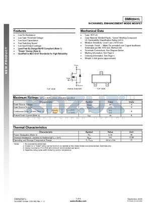 DMN2041L datasheet - N-CHANNEL ENHANCEMENT MODE MOSFET