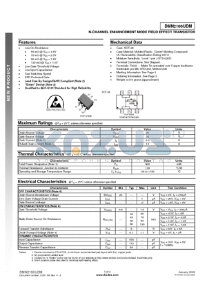 DMN2100UDM-7 datasheet - N-CHANNEL ENHANCEMENT MODE FIELD EFFECT TRANSISTOR