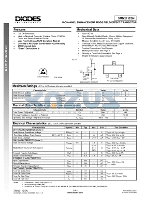 DMN2112SN datasheet - N-CHANNEL ENHANCEMENT MODE FIELD EFFECT TRANSISTOR