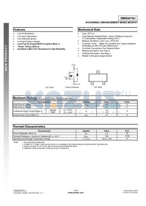 DMN2075U-7 datasheet - N-CHANNEL ENHANCEMENT MODE MOSFET